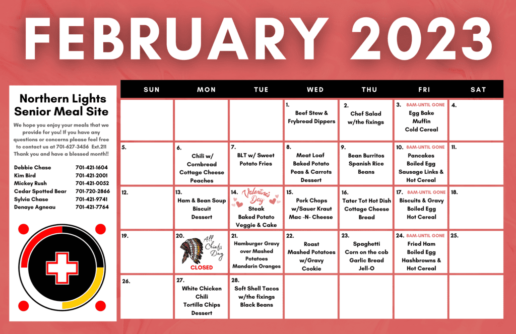 North Segment Elder Meal Site Menu - February 2023